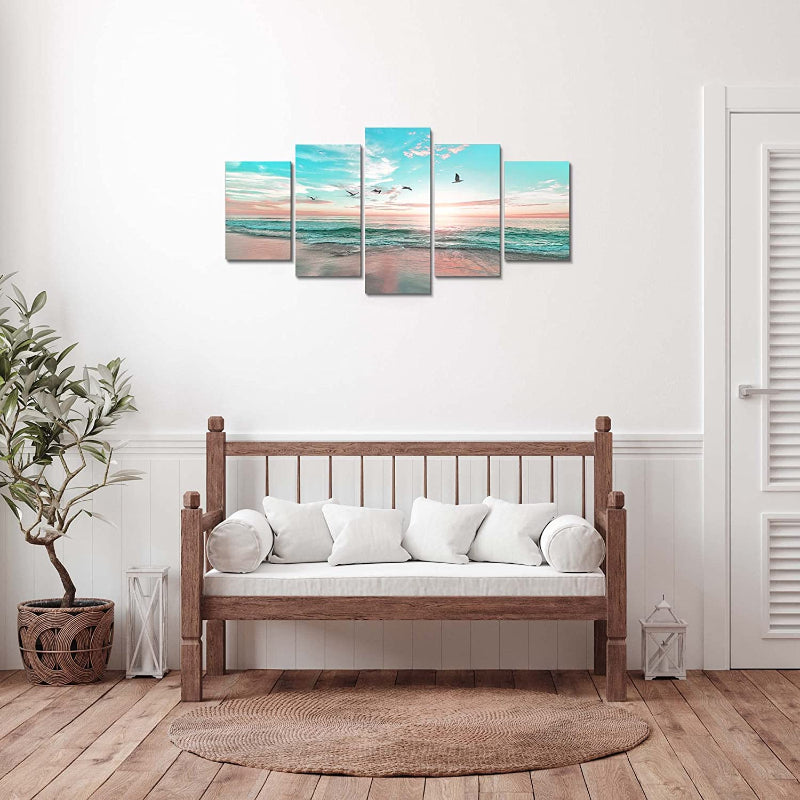 Vibrant Ocean Sunset 5-Piece Canvas Wall Art Set