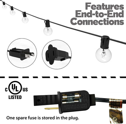 25FT Connectable Waterproof Globe String Lights with Bulbs for Indoor/Outdoor Use – Hanging Decor for Party, Porch, Balcony, and Backyard