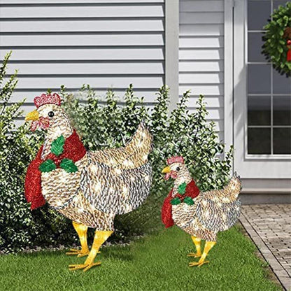 LED Chicken with Scarf – Winter Holiday Decor for Indoor and Outdoor Use
