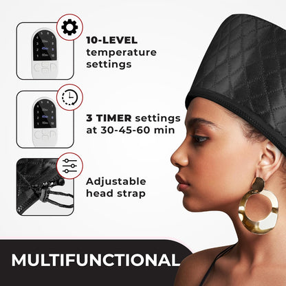Electric Hair Steam Cap for Deep Care | 10 Heat Settings | Moisture & Shine