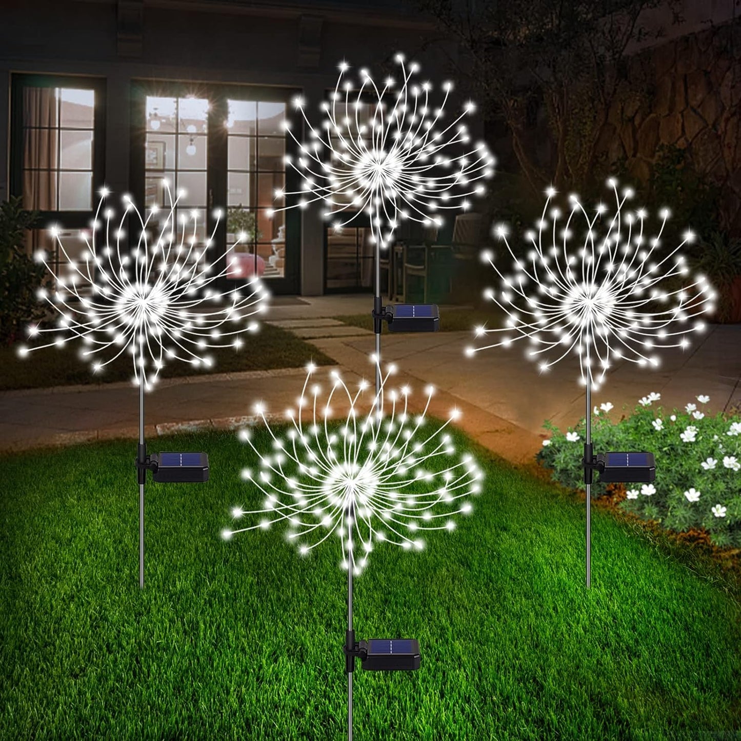 Set of 4 Solar-Powered Garden Sparkle Lights - Weather-Resistant LED Decor for Outdoor Spaces