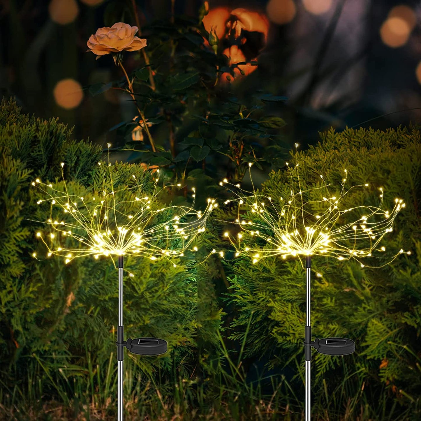 Set of 4 Solar-Powered Garden Sparkle Lights - Weather-Resistant LED Decor for Outdoor Spaces