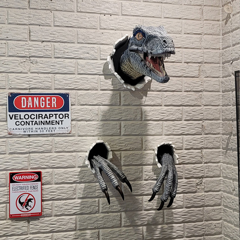 Wall Decor Featuring Bursting Velociraptor Design