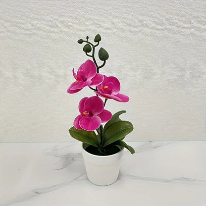 Artificial Orchid Bonsai | Realistic Flowers | Light-Resistant Table Decor for Living Room, Office & Entryway