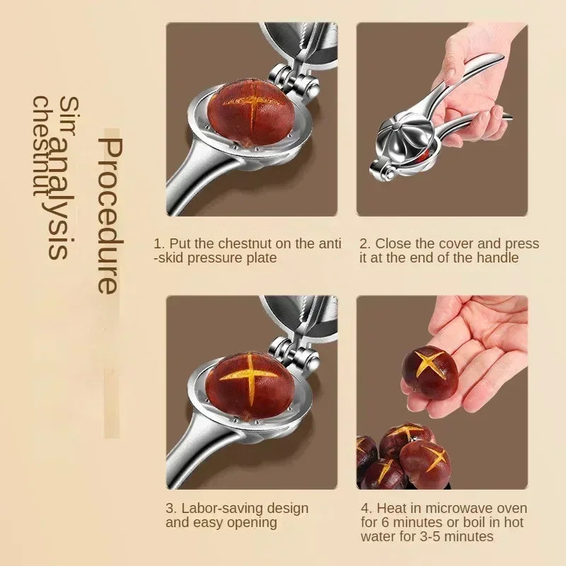 Stainless Steel Nut Cracker with Cross Blade and Shelling Aid