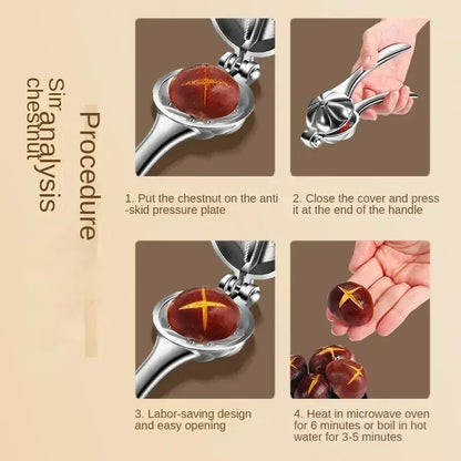 Stainless Steel Nut Cracker with Cross Blade and Shelling Aid