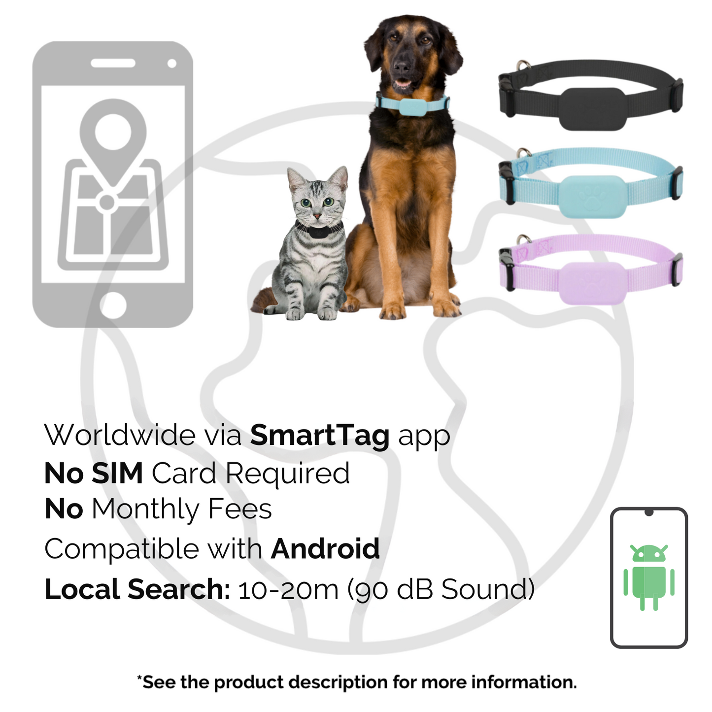 Mini Animal Tracker – Bluetooth Collar for Dogs and Cats