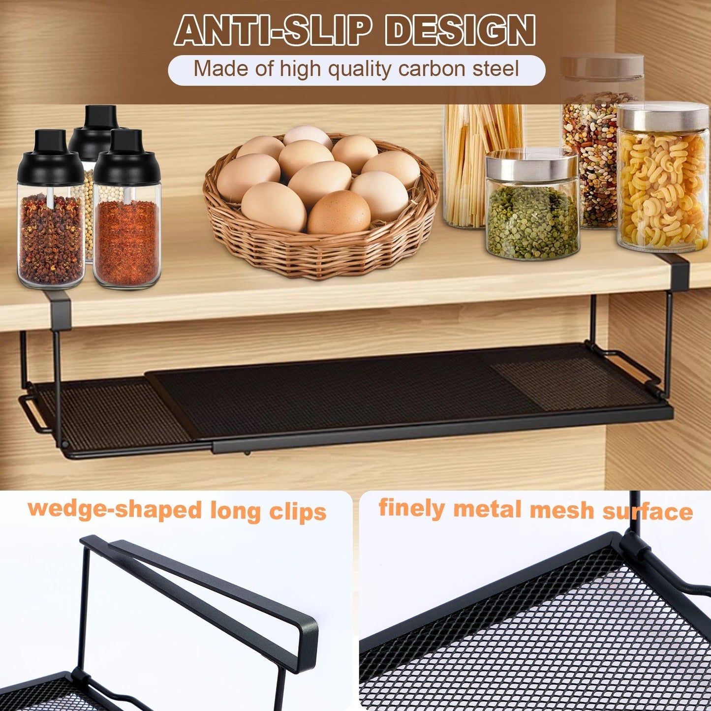 Adjustable Under-Counter Shelf | Versatile Storage Basket | Steel Frame | Extends 15.2–27.8 inches