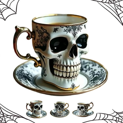 Artistic Hand-Painted Skull Mug – Gothic Nocturnal Decoration