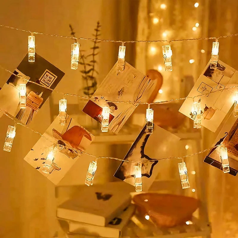 LED Photo String Lights with Clips | 10-40 LEDs | Battery Operated for Hanging Photos & Cards