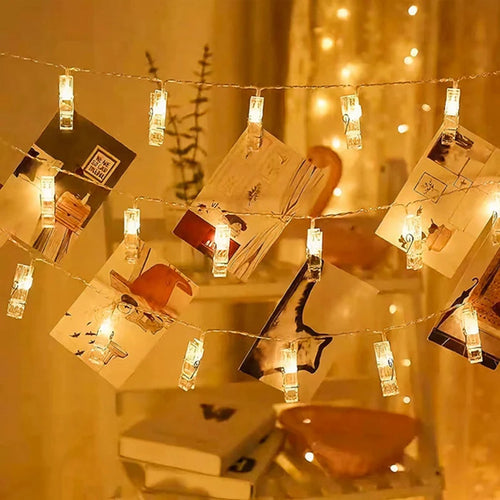 LED Photo String Lights with Clips | 10-40 LEDs | Battery Operated for Hanging Photos & Cards