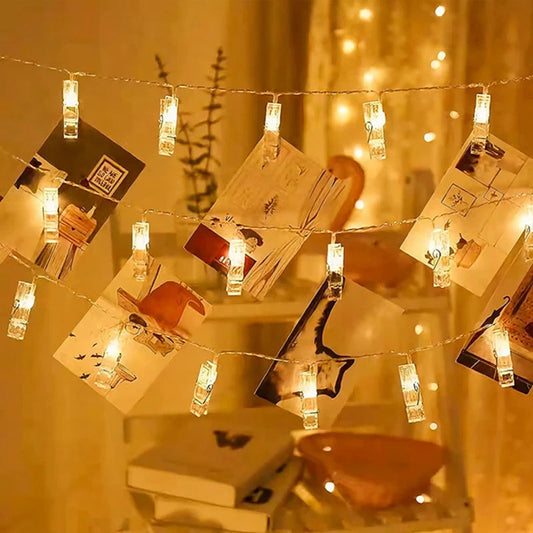 LED Photo String Lights with Clips | 10-40 LEDs | Battery Operated for Hanging Photos & Cards