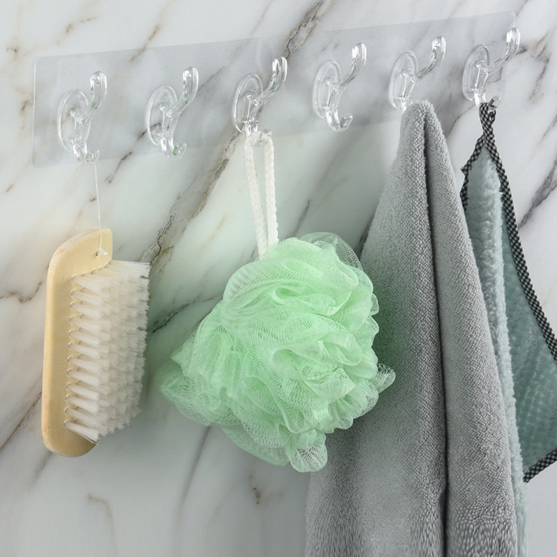 Versatile Adhesive Hooks - No Drill, Transparent Design