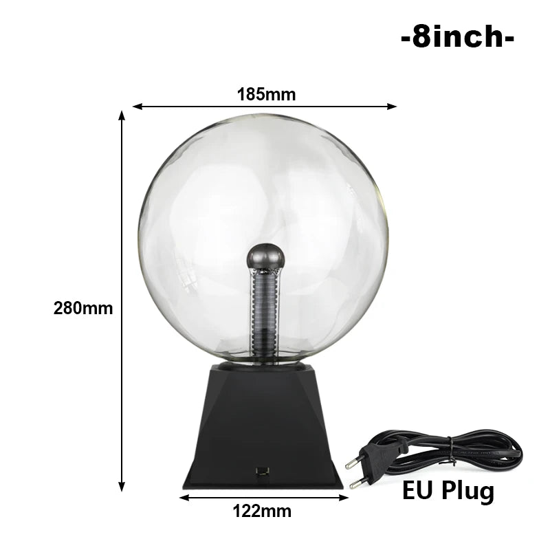 Touch-Activated LED Plasma Ball Lamp with Sound Control – 220V EU Plug, 10-20 cm, Decorative & Party Light
