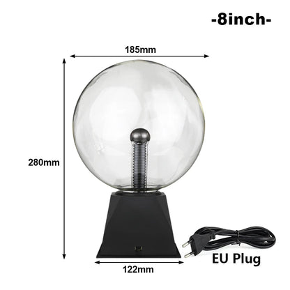 Touch-Activated LED Plasma Ball Lamp with Sound Control – 220V EU Plug, 10-20 cm, Decorative & Party Light