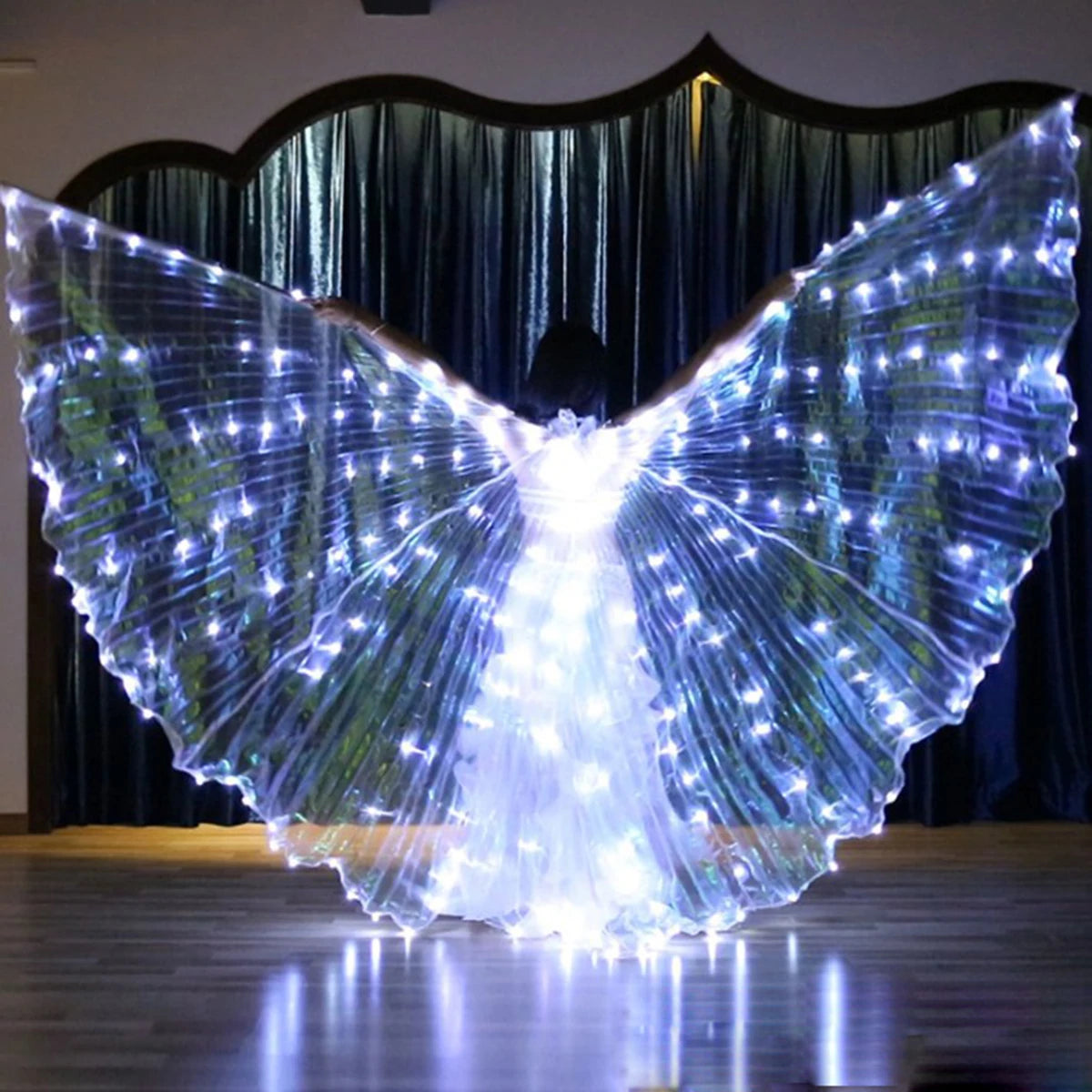 Illuminated Fairy Cloak with LED Wings | 140 cm / 110 cm | Includes Telescopic Rods & Switch | Perfect for Stage, Party & Performance