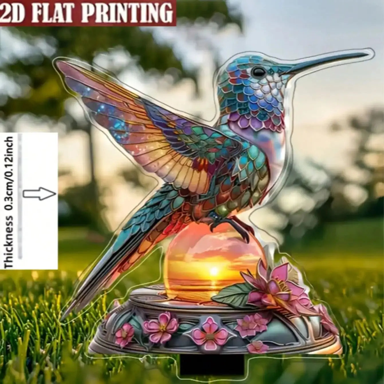 Hummingbird Garden Decoration | Acrylic Outdoor Light | Perfect for Lawn & Yard