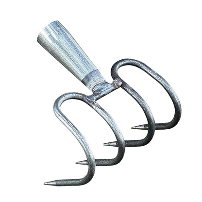 Garden Hand Rake | 5-Pronged Soil Loosener | Stainless Steel Tines with Wood Handle 14.5 x 11 cm