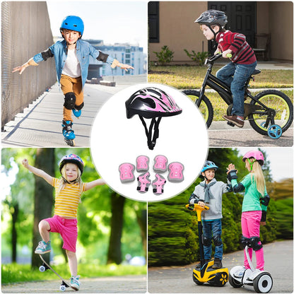 Children's Helmet and Protective Gear Set | 7-Piece with Knee, Elbow, and Wrist Pads | Adjustable Fit | Shock Absorption | Great for Biking & Skating