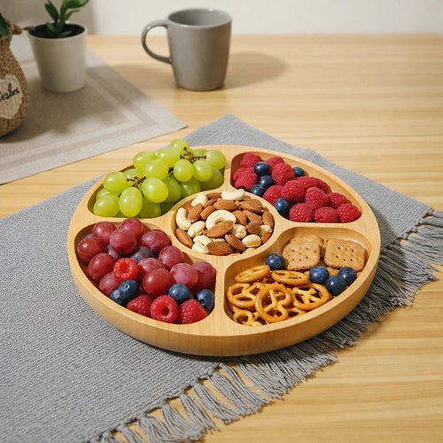 Stylish Bamboo Design for Organized and Separated Snack Storage