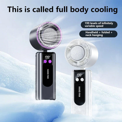 Handheld Fan with Cooling Function | Turbo Speed | USB Powered | Digital Display | 3 Speed Settings