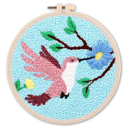 Animal-Themed Punch Needle Kit | DIY Starter Set with Yarn & Hoop | Beginner Embroidery Set