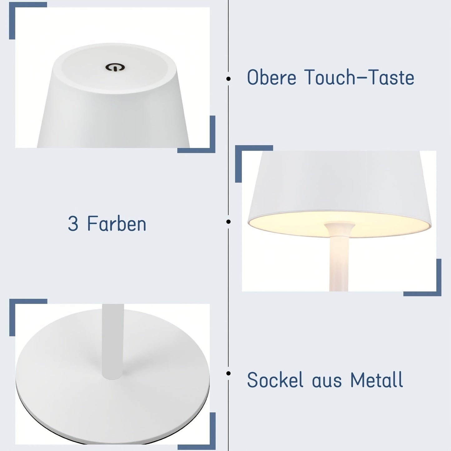 LED Table Lamp with Touch Control – Rechargeable for Nightstand Use