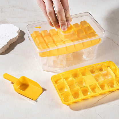 Ice Cube Tray with Lid and Container | Makes 68 Cubes | BPA-Free PP