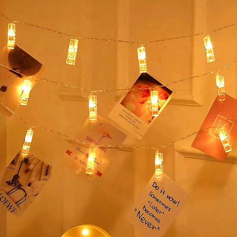 LED Photo String Lights with Clips | 10-40 LEDs | Battery Operated for Hanging Photos & Cards