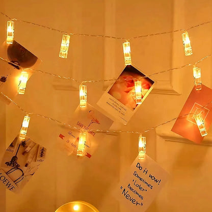 LED Photo String Lights with Clips | 10-40 LEDs | Battery Operated for Hanging Photos & Cards