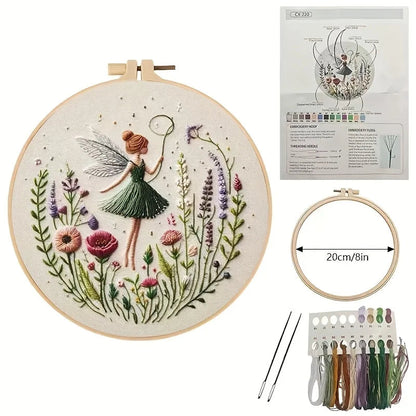DIY Embroidery Kit for Enchanted Girl | Complete Beginner Set with 20 cm Hoop