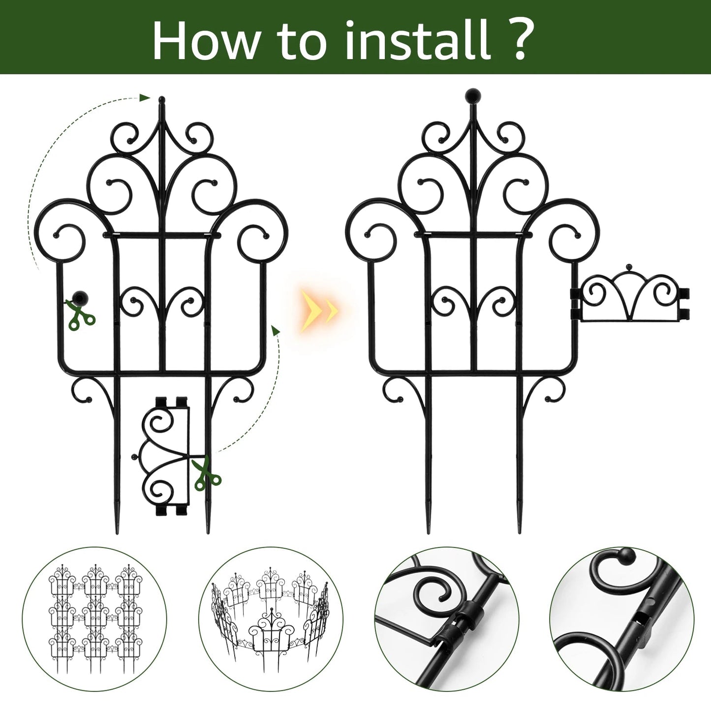 Decorative Plastic Garden Fence – 40 cm Height, Foldable, Multi-Use, Pack of 10