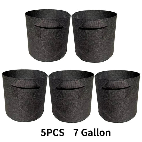 Breathable Plant Bags Set with Handles | Root Aeration | 5-Pack Pots | 11–114 L