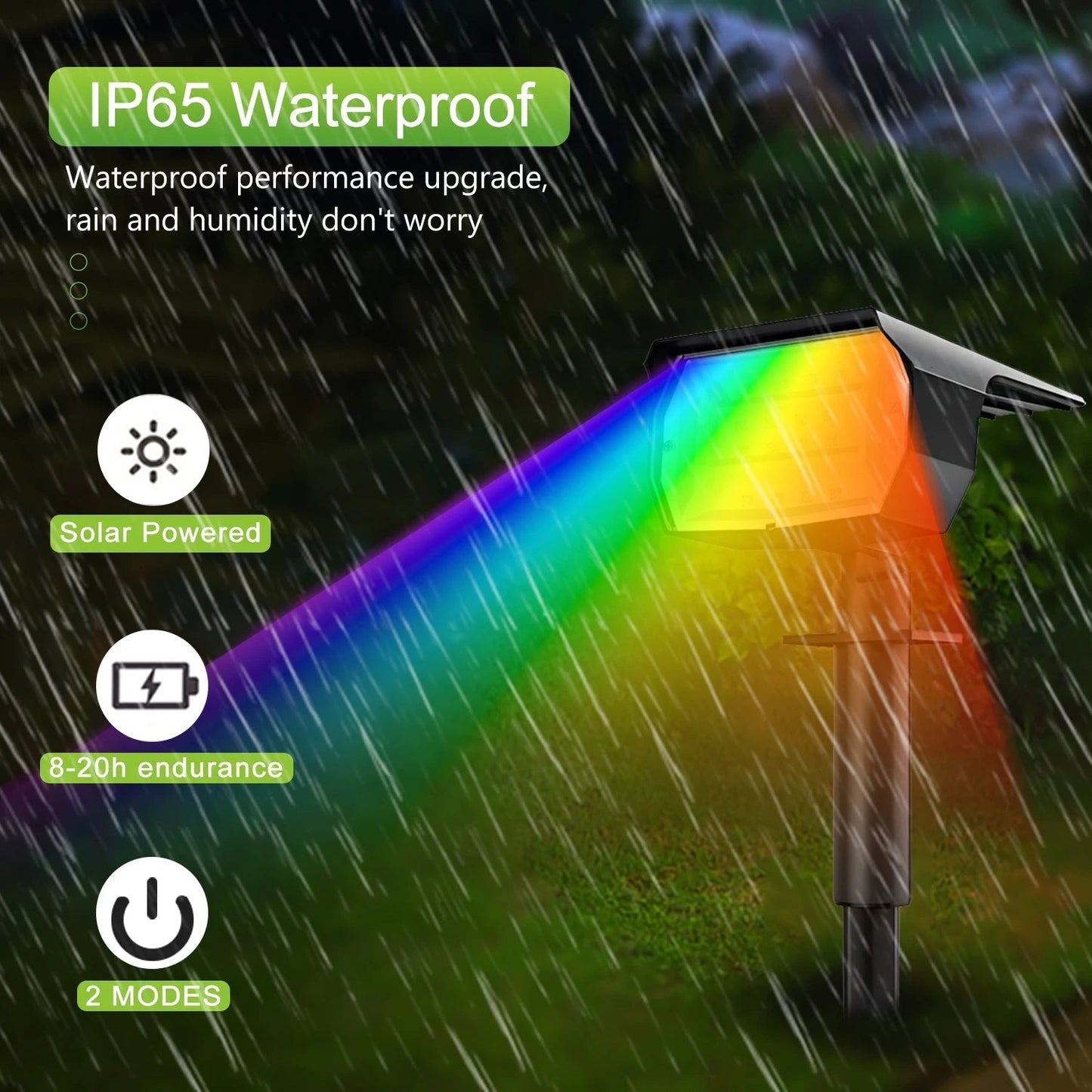 Garden Solar Spotlight with 37 RGB LEDs | Waterproof IP65 | Wall and Ground Mount | Color Changing