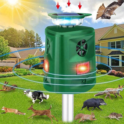 Ultrasonic Animal Repeller with 360° Sensor – Weatherproof Solar Device
