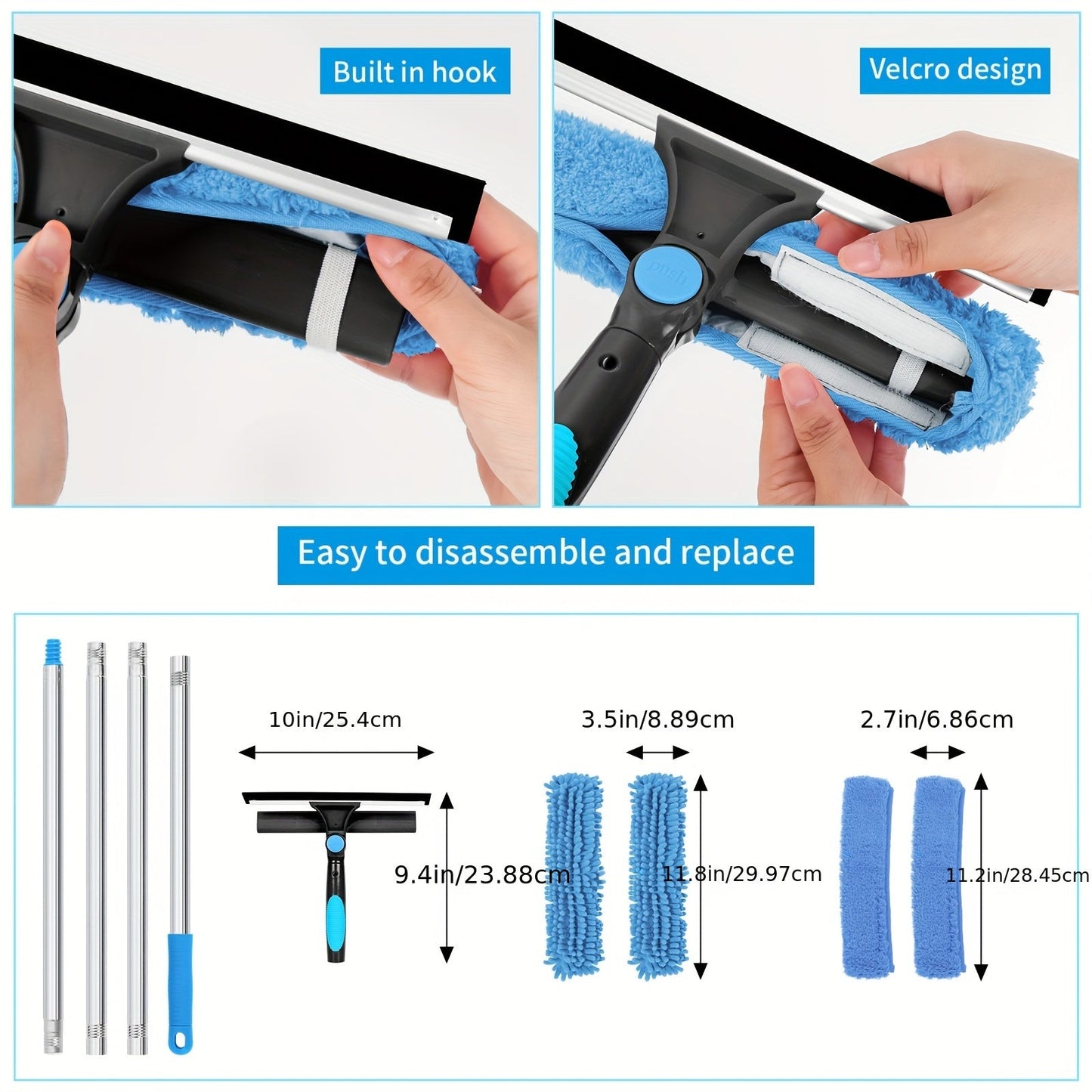 Telescopic Window and Glass Cleaning System – 2-in-1 Crystal Clear Cleaner