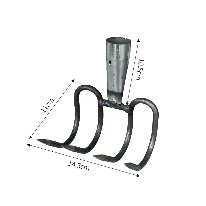 Garden Hand Rake | 5-Pronged Soil Loosener | Stainless Steel Tines with Wood Handle 14.5 x 11 cm