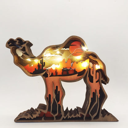 Hand-Carved Wooden Forest Animal Decoration | Natural Elegance & Rustic Charm for Home