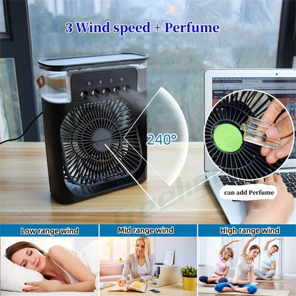 Portable USB Rechargeable 600ml Spray Fan - 2V Humidifier with 3 Speeds