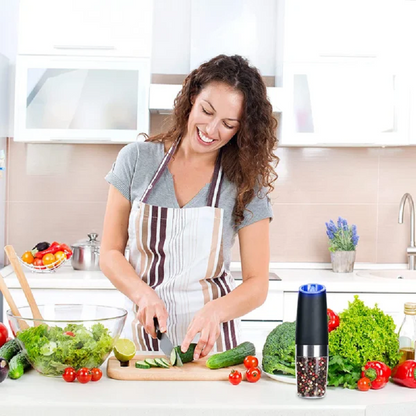 Electric Gravity-Operated Salt and Pepper Mill with Automatic Function
