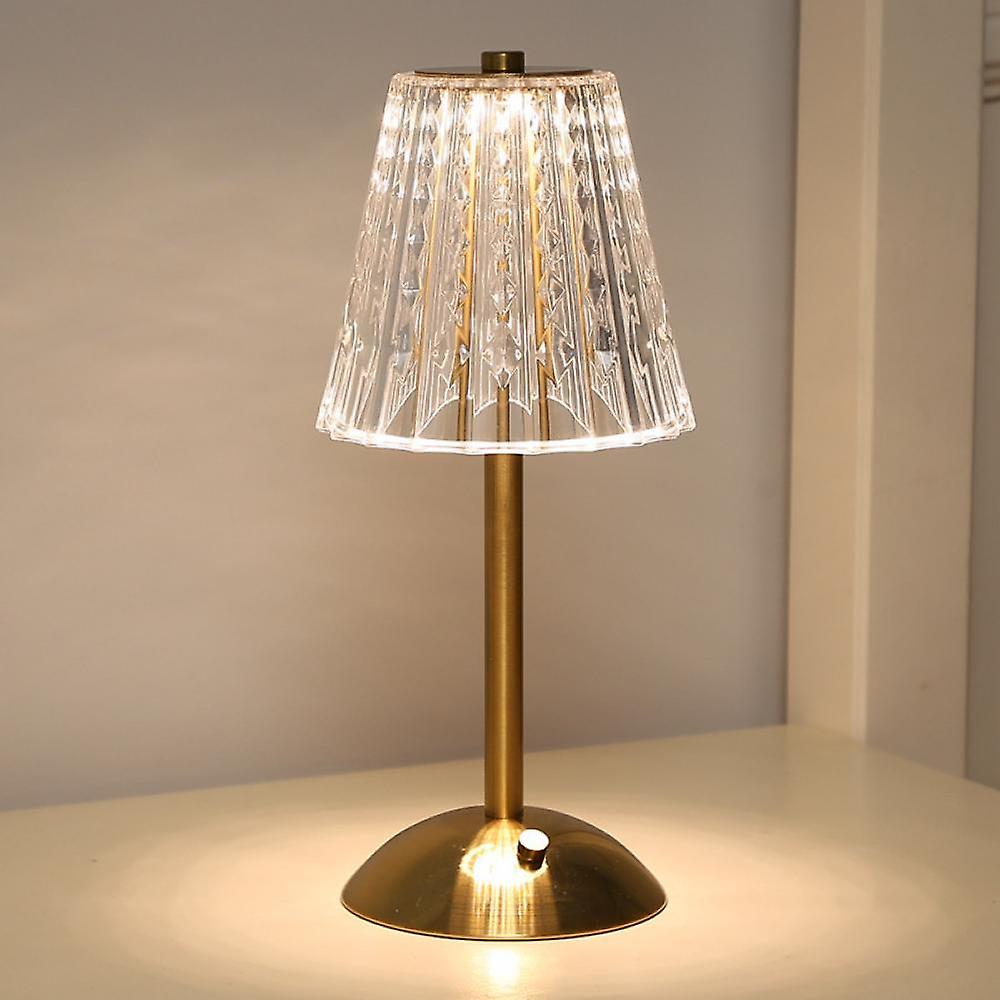Decorative Glass Table Lamp with Sparkling Shade and Golden Crystal Finish