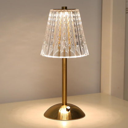 Decorative Glass Table Lamp with Sparkling Shade and Golden Crystal Finish