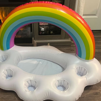 Inflatable Rainbow Drink Holder for Pool and Beach