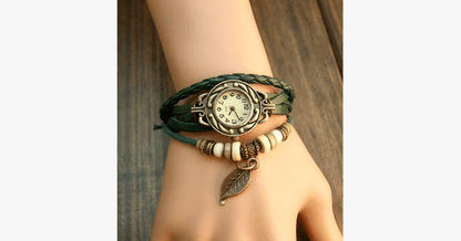 Vintage Leaf Design Watch in Boho-Chic Style