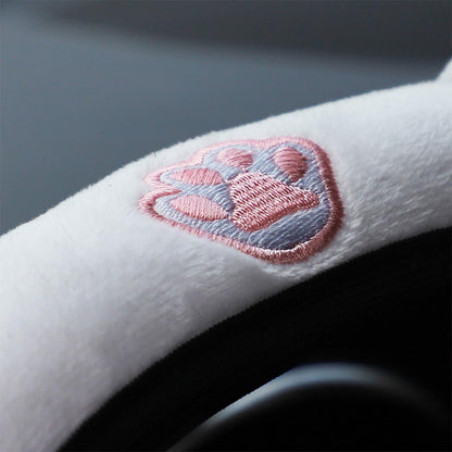 Fluffy Steering Wheel Cover with Cat Ears - Stay Warm and Stylish