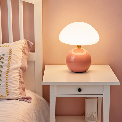 Ceramic Base Mushroom-Shaped Table Lamp