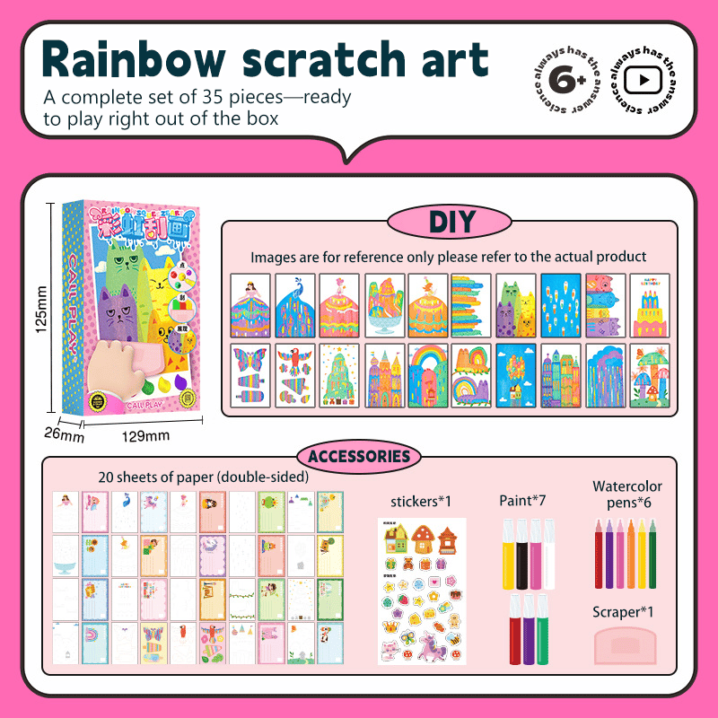 VibrantArt – 20-Piece Rainbow Scratch Art Set