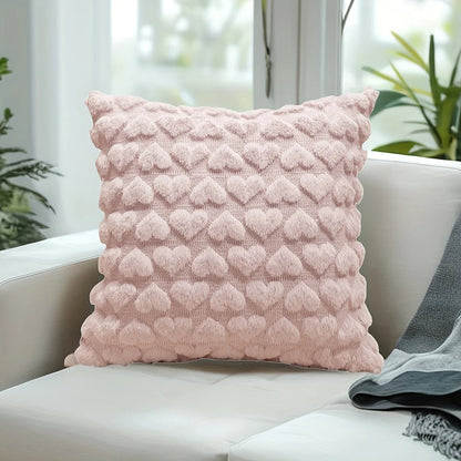 Heart-Shaped Plush Pillow Cover in Solid Colors – Soft Cushion for Sofa, Bed & Living Room