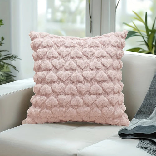 Heart-Shaped Plush Pillow Cover in Solid Colors – Soft Cushion for Sofa, Bed & Living Room