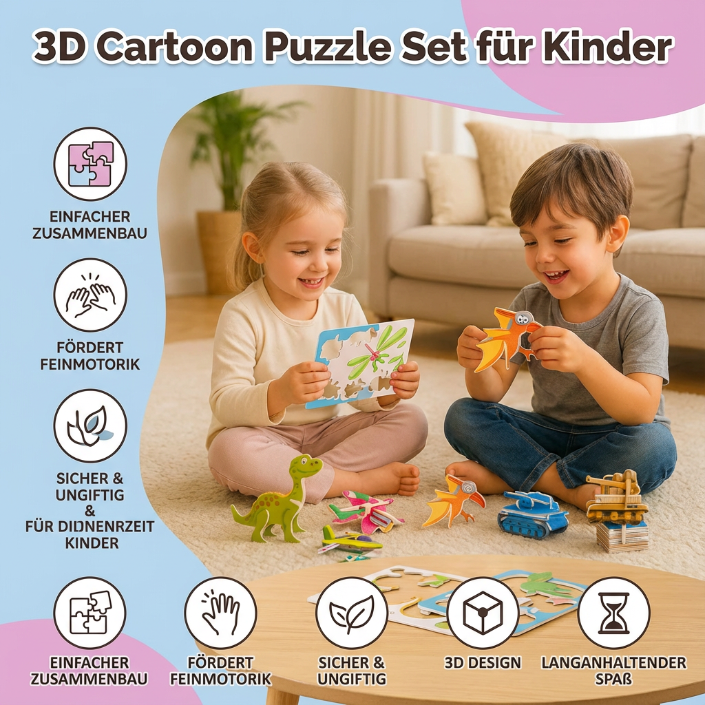3D Cartoon Puzzle Collection for Kids